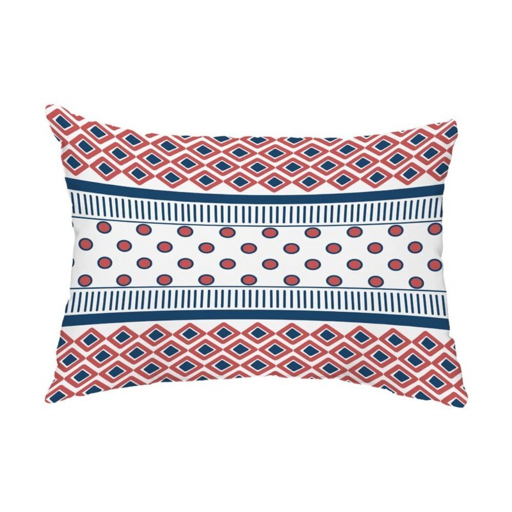 WORLD MENAGERIE Prunty Outdoor Patio Lumbar Red Blue Accent Pillow NWT NEW